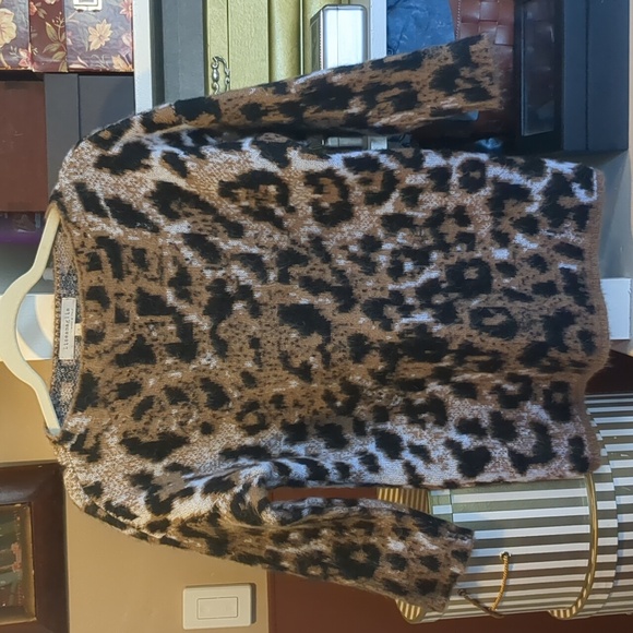Lineamaglia Sweaters - Lineamaglia Leopard Animal Print Brushed Boat Neck 3/4 Sleeve Sweater Size Small